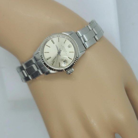 ROLEX Oyster Perpetual Date 24mm Women's Watch Stainless Steel Silve - Picture 1 of 15